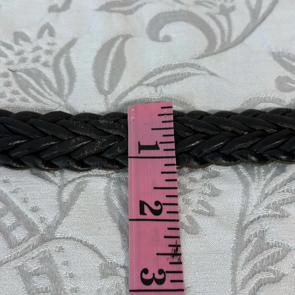 Braided Women’s Leather Belt Black Sz 44 Cowgirl Edgy Alternative Western Y2K